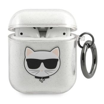 Karl Lagerfeld Choupette Head Glitter - Airpods Case (silver)