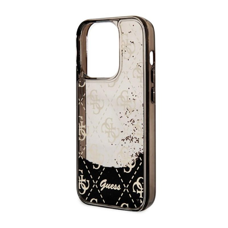 Pouzdro Guess Liquid Glitter Transculent 4G - iPhone 14 Pro (černé)