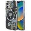 Guess Glitter Flowers Triangle Buttons MagSafe - pouzdro pro iPhone 16 (černé)