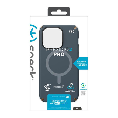 Speck Presidio2 Pro MagSafe - antibakteriální pouzdro pro iPhone 14 Pro (Charcoal / Cool Bronze / Slate)