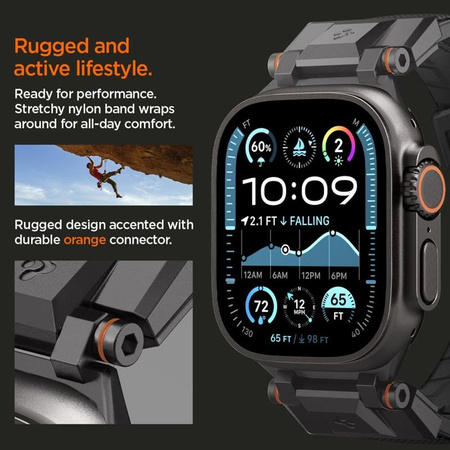 Spigen DuraPro Armor – Armband für Apple Watch 44/45/46/49 mm (Schwarze Edition)