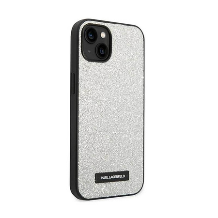 Karl Lagerfeld Glitter Plaque Logo - Coque pour iPhone 14 Plus (argent)