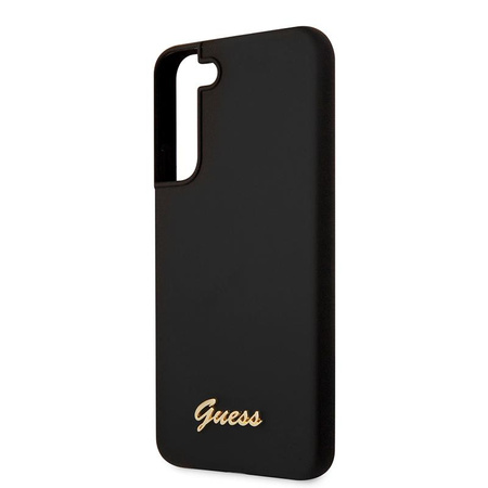 Guess Silikon Script Metall Logo - Samsung Galaxy S22+ Tasche (schwarz)