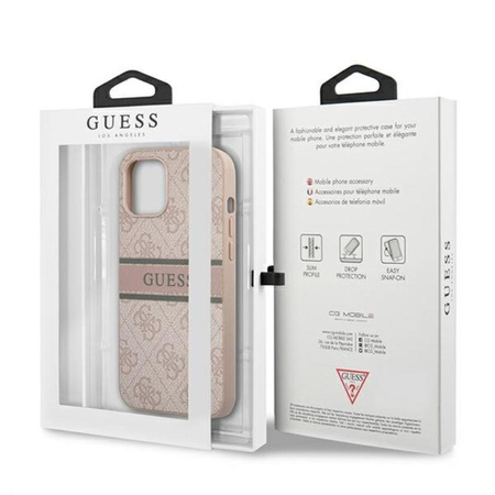 Guess 4G Printed Stripe - Coque iPhone 12 Pro Max (rose)