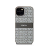 DKNY Leather Mono Stripe & Metal Logo - Coque pour iPhone 15 Plus / 14 Plus (beige)