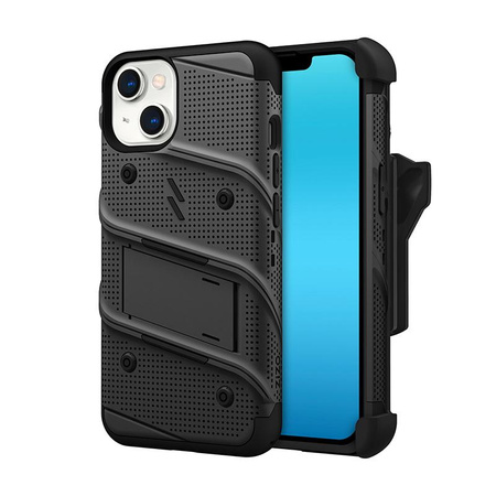 ZIZO BOLT Series - Coque blindée pour iPhone 14 avec écran en verre 9H + étui avec support (noir)