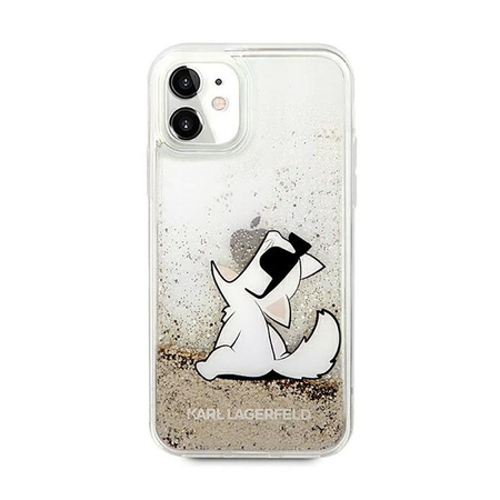 Karl Lagerfeld Liquid Glitter Choupette Fun - pouzdro pro iPhone 11 (zlaté)