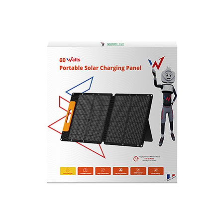 Wonder Ws60 - Panneau solaire 60W avec sortie USB-C PD 30W & USB-A QC 18W (Noir)