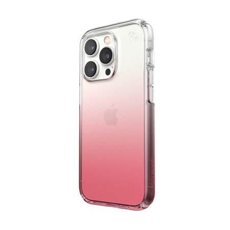 Speck Presidio Perfect-Clear + Ombre - Custodia per iPhone 14 Pro con rivestimento MICROBAN (Trasparente / Rosa Vintage Sbiadito)