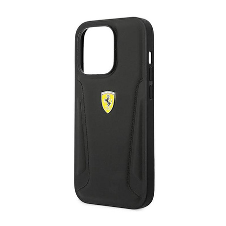 Étui en cuir Ferrari Stamp Sides - iPhone 14 Pro Max Case (Noir)
