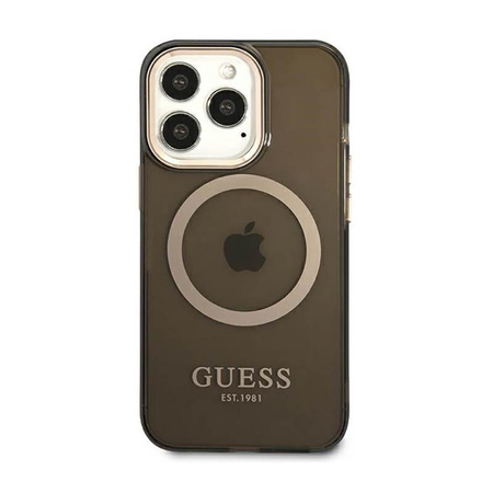 Guess Gold Outline Translucent MagSafe - iPhone 13 Pro tok (fekete)
