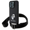 Karl Lagerfeld Saffiano Karl & Choupette Metal Pin CBDY Strap - Coque iPhone 16 Pro (noir)