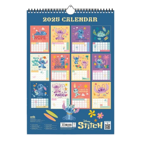 Disney Stitch - Calendrier mural A3 2025 (30 x 42 cm)