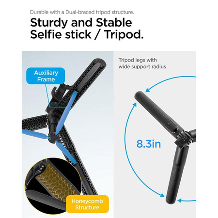 Spigen S560W Bluetooth Selfie Stick állvány - okostelefon állvány / szelfibot tartó (fekete)