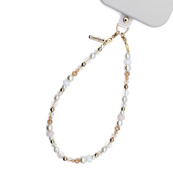 Phone Charm Shiny Crystals – złota zawieszka z perłami i kryształami do telefonu i dodatków