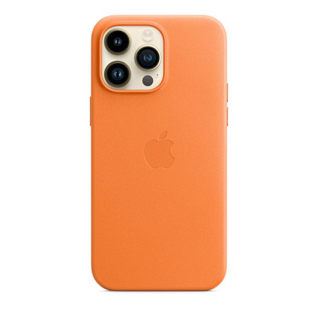 Apple Leather Case - Étui en cuir avec MagSafe pour iPhone 14 Pro Max (Orange)