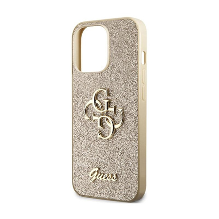 Pouzdro Guess Glitter Script Big 4G - iPhone 13 Pro (zlaté)