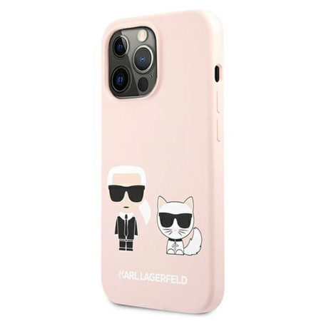 Karl Lagerfeld Silicone Karl & Choupette - pouzdro pro iPhone 13 Pro (růžové)