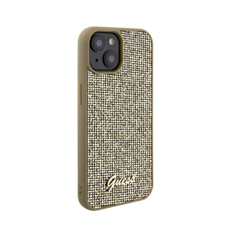 Guess Disco Metal Script - pouzdro pro iPhone 15 (zlaté)