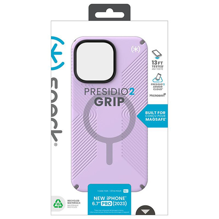 Speck Presidio2 Grip Magsafe - pouzdro pro iPhone 15 Pro Max (Spring Purple / Cloudy Grey / White)