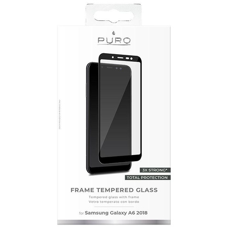 PURO Frame Tempered Glass - Szkło ochronne hartowane na ekran Samsung Galaxy A6 (2018) (czarna ramka)