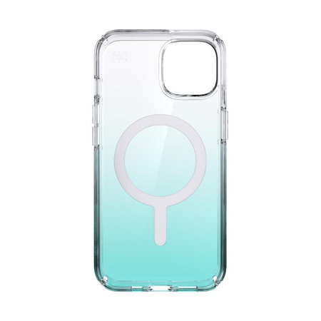 Speck Presidio Perfect-Clear + Ombre + MagSafe - iPhone 13 Case with MICROBAN Coating (Clear/Fantasy Teal Fade)