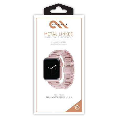Case-Mate Linked - rozsdamentes acél szíj Apple Watch 38/40/41 mm-es órához (rózsaarany)