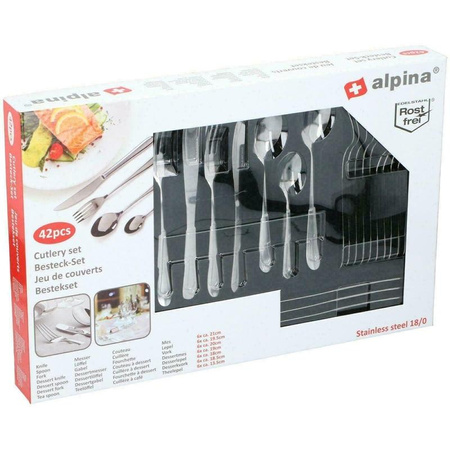 Alpina - Set de couverts en acier inoxydable, 42 pièces