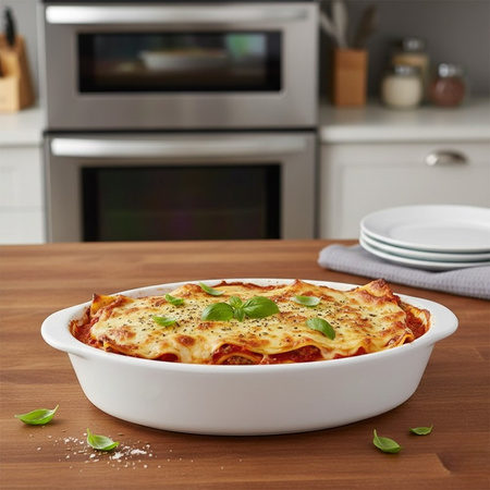 Alpina - Ceramic Oven-Resistant Baking Dish, Oval, 20x12x5 cm, 470 ml (White)