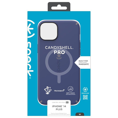 Speck CandyShell Pro + MagSafe - iPhone 14 Plus Tasche mit MICROBAN-Beschichtung (Preußisch Blau / Wolkig Grau)
