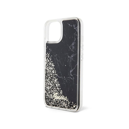 Guess Liquid Glitter Marble - pouzdro pro iPhone 14 (černé)