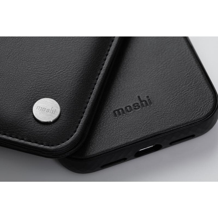Moshi Overture - flipové pouzdro 3 v 1 pro iPhone 13 (antibakteriální NanoShield™) (Jet Black)