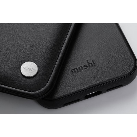 Moshi Overture - 3 az 1-ben iPhone 13 Pro Max flip tok (antibakteriális NanoShield™) (Jet Black)