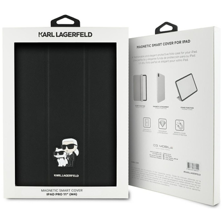 Karl Lagerfeld Book Cover Saffiano Magnetic Karl & Choupette – Hülle für iPad Pro 11" M4 (2024) (schwarz)