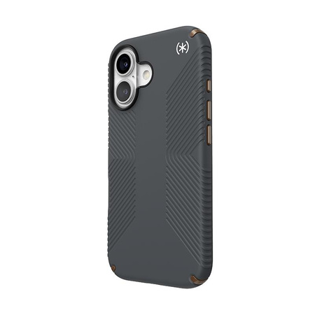 Speck Presidio2 Grip - iPhone 16 Case (Charcoal Gray / Cool Bronze / White)