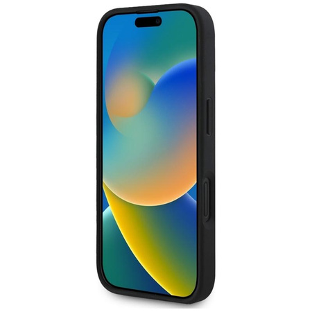 Guess Grained Big 4G Logo Small Classic Logo - Coque pour iPhone 16 (noir)