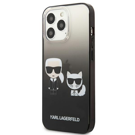 Karl Lagerfeld Gradient Ikonik Karl & Choupette - Coque iPhone 13 Pro (noir)