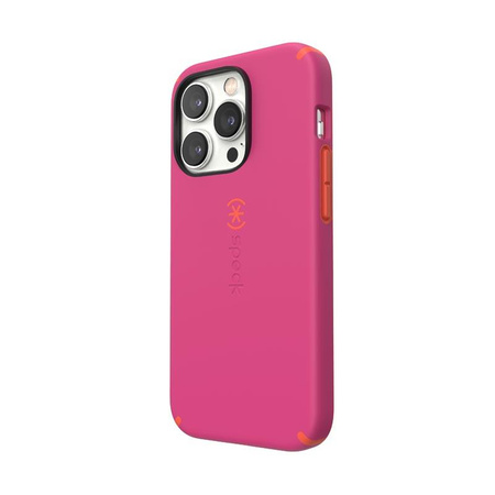 Speck CandyShell Pro - pouzdro pro iPhone 14 Pro s povrchovou úpravou MICROBAN (Digital Pink / Energy Red)
