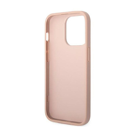 Guess Saffiano Metal Logo Stripes - iPhone 14 Pro Case (pink)