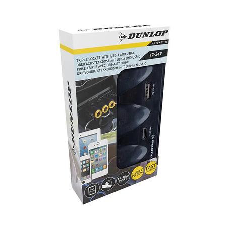 CAR CHARGER WITH USB C USB SPlitter, 3 Steckdosen, PD 20W, Dunlop