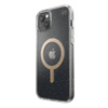 Speck Presidio Perfect-Clear with Glitter + MagSafe - Case for iPhone 15 Plus / 14 Plus with MICROBAN coating (Clear / Gold Glitter)