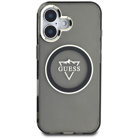 Guess IML Metal Mountain Logo MagSafe - étui pour iPhone 16 (noir)