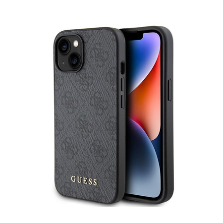 Guess 4G Metal Gold Logo - pouzdro pro iPhone 15 (šedé)