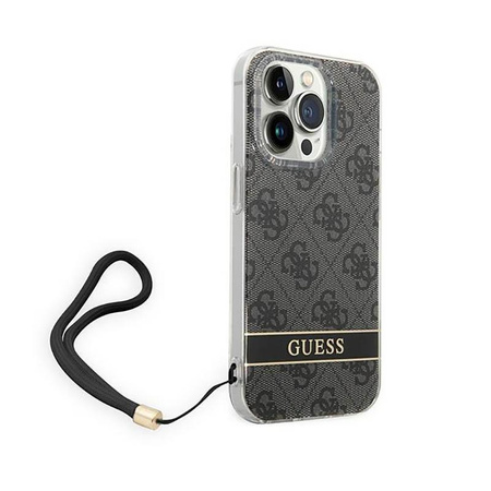 Guess 4G Print Cord - pouzdro se šňůrkou na iPhone 14 Pro Max (černé)