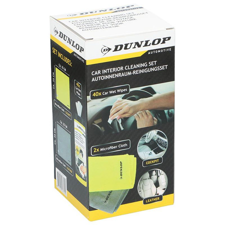 Dunlop - Mikrofasertuch-Set + Feuchttücher für den Autoinnenraum