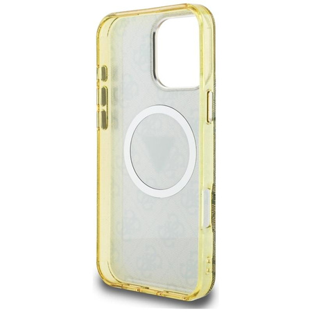 Guess IML Metal Glitter 4G kör háromszög MagSafe - tok iPhone 16 Pro (barna)