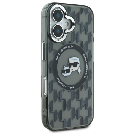 Karl Lagerfeld IML Monogram Karl & Choupette Head MagSafe - Pouzdro pro iPhone 16 (černé)