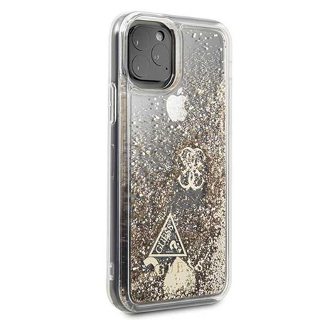Guess Liquid Glitter Hearts - iPhone 11 Pro tok (arany)
