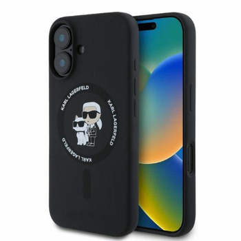 Karl Lagerfeld Silikon Karl & Choupette Ring MagSafe - iPhone 16 Hülle (schwarz)