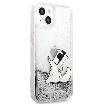 Karl Lagerfeld Liquid Glitter Choupette Fun - Coque pour iPhone 13 mini (argent)